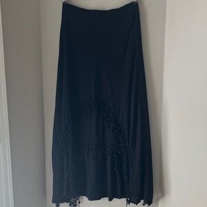 Chico's Black Boho Gypsy Crochet Hem Asymmetrical Overlay Skirt - Size 0